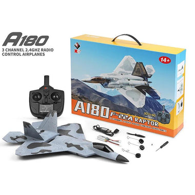 RC XK A180 F22 Raptor – 3-Channel RC Airplane with 6-Axis Gyro RTF - playtechtoy