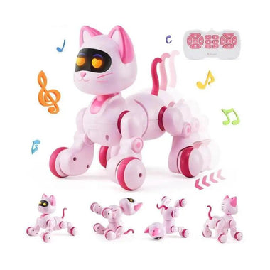 Intelligent Remote Control Robot Cat | Programmable Electronic Stunt Toy with Voice Command & Touch-Sense Music for Kids - playtechtoy