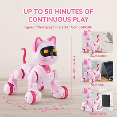 Intelligent Remote Control Robot Cat | Programmable Electronic Stunt Toy with Voice Command & Touch-Sense Music for Kids - playtechtoy