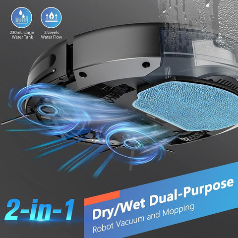 Robot Vacuum Cleaner – 6000Pa Suction, Auto Charging, App Control & Wet Mopping